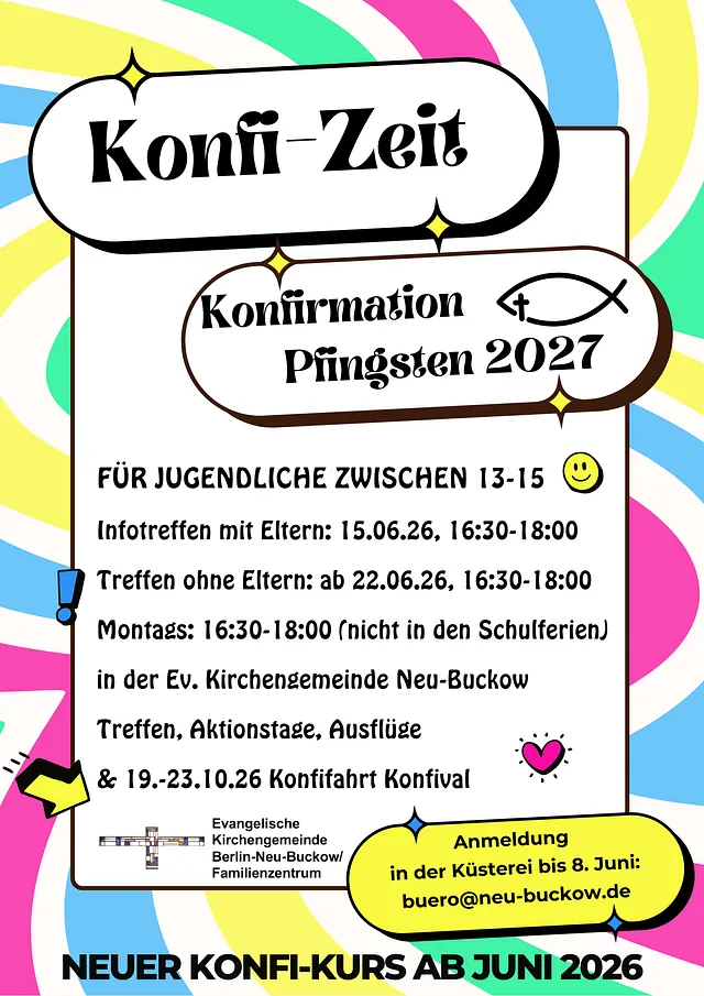 Plakat für den "Jugendgottesdienst" an Palmarum mit Taufen. Die Informationen des Flyers finden sich ebenfalls auf der Website.