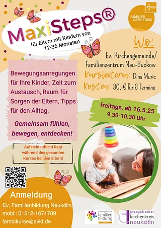 Plakat MaxiSteps mit Terminen und Kursgebühr