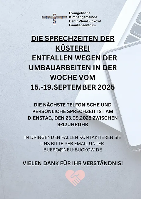 Info-Flyer zur Schließzeit Küsterei